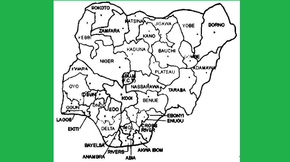Map of Nigeria Zip Postal Codes of 36 States